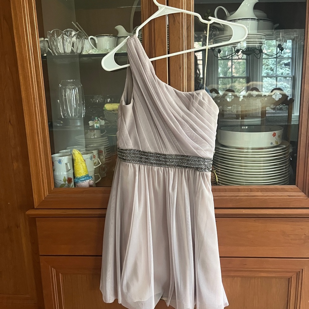 Elegant One-Shoulder Dress with Silver Accents
